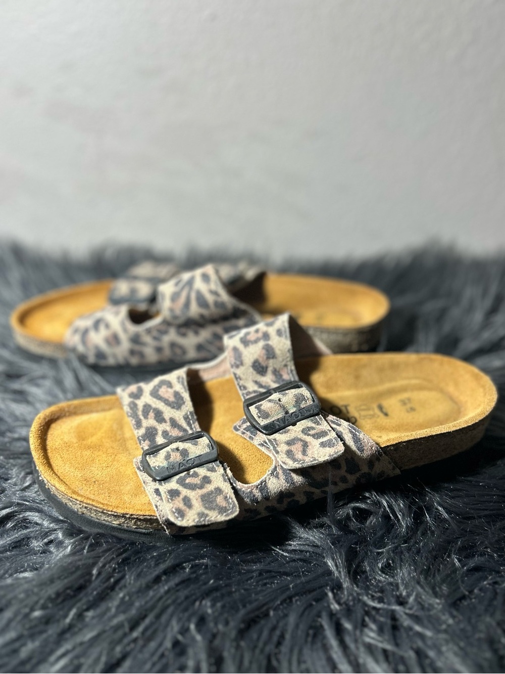 Naot Santa Barbara Sandal Cheetah Leopard Print Double-Strap Slide Sandals Sz L6 - Picture 6 of 9